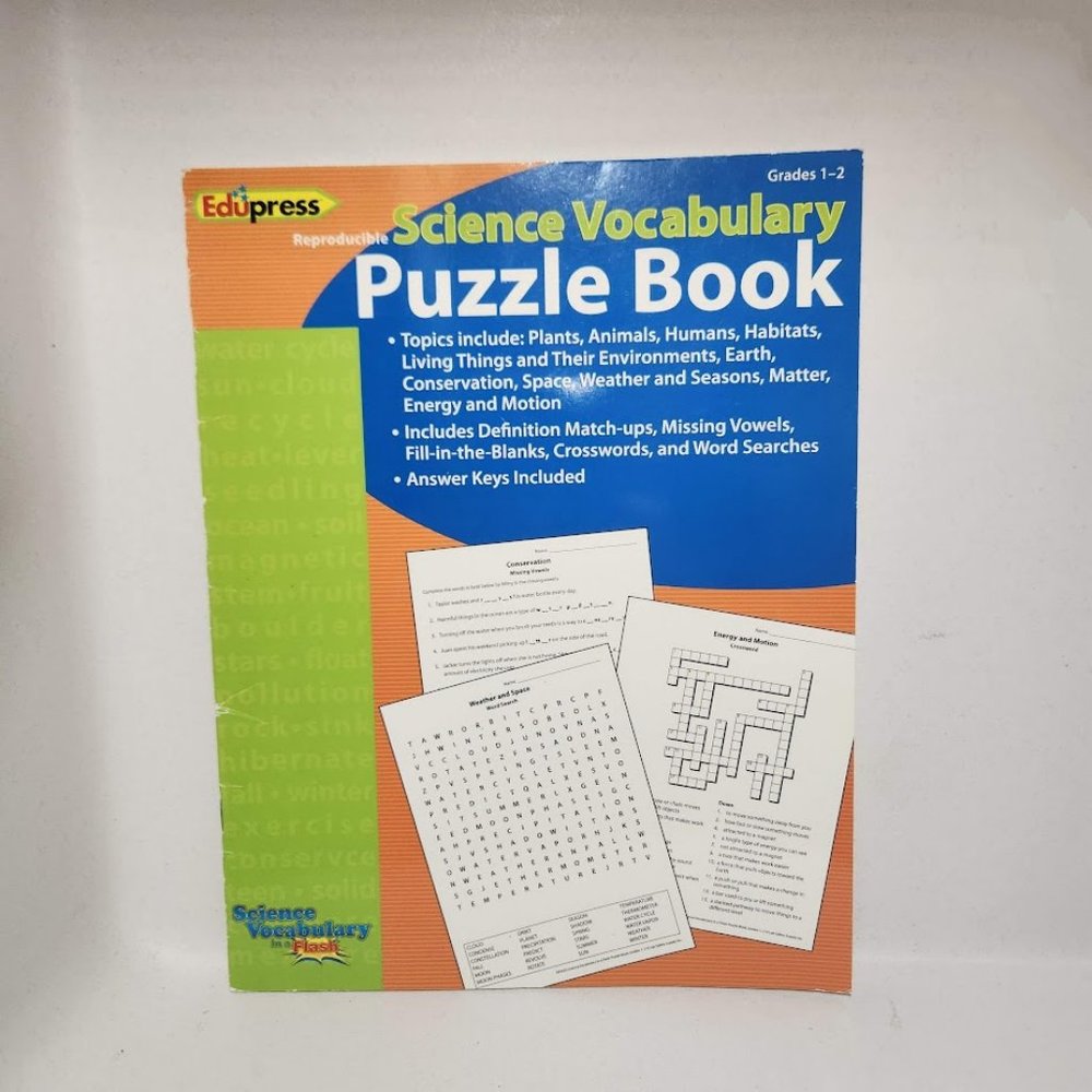 Science Vocabulary Puzzle Book Grade 1-2  Plants, Animals, Humans, Habitats